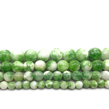 Cuentas de piedra Natural para fabricación de joyas, Jades de nube blanca verde, cuentas sueltas redondas para pulsera DIY de 6mm, 8mm, 10mm y 12mm, venta al por mayor 2024 - compra barato
