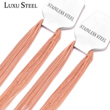 LUXUSTEEL-gargantilla de acero inoxidable para hombre y mujer, collar con cadena de oro rosa, ancho de 2mm, 45/50/55/60cm 2024 - compra barato