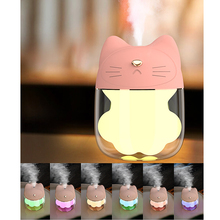 Humidificador portátil Mini USB, humidificador de niebla silencioso con Pata de Gato linda, luz nocturna LED de 6 colores, tanque de agua de 150 ML para dormitorio de bebé 2024 - compra barato