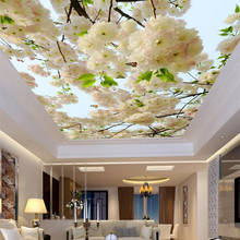 Custom Large 3D Stereo White Flowers Photo Wallpaper Ceiling Mural Living Room Hotel Non-Woven Ceiling Fresco Papel De Parede 3D 2024 - buy cheap