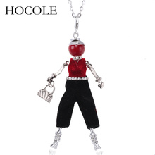 HOCOLE Silver Color Chain Crystal Rhinestone Girl Pendant Necklace Statement Fashion Doll Necklace Jewelry Female Long Necklace 2024 - buy cheap