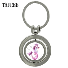 TAFREE Mermaid Elves Rotating Keychain Key Ring Hot Sale Fairy Key Chains New Rotatable Double Sides Car Key Chain Metal Jewelry 2024 - buy cheap