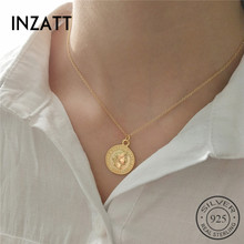 INZATT-Colgante de plata de ley 925 con medallón en forma de dólar dorado, collar redondo, plateado, joyería fina, 2020 2024 - compra barato