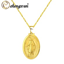 CHENGXUN Virgin Mary Necklace Pendant Women Trendy Goddess Pendant Necklaces Religious Catholic Jewelry Gold Color 2024 - buy cheap