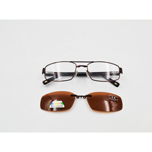 Мужские солнцезащитные очки с магнитной оправой, летние коричневые поляризационные очки для близорукости с зажимом 2024 - купить недорого