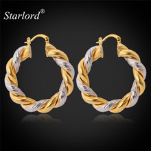 Starlord винтажные круглые серьги для женщин Горячие Модные ювелирные изделия двухцветные золотистые серьги-кольца E683 2024 - купить недорого