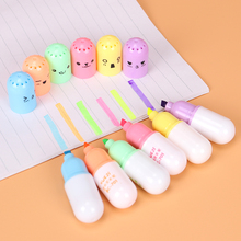 6 PCS Korean Creative Kawaii Mini Smiling Face Pill Highlighter Lovely Cartoon Highlighter Pen for Students Supplies 2024 - buy cheap