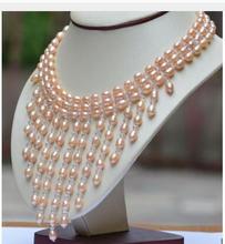 Благородные женские Подарочные ювелирные изделия застежка 17 дюймов натуральный 7-8 мм AAA розовый жемчуг ожерелье ювелирные изделия 2024 - купить недорого
