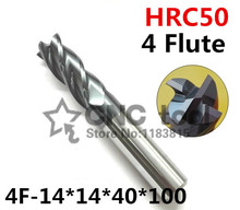 4f-14*14*40*100,material Carbide Square Flatted End Mill four 4 flute 14mm coating nano use for High-speed milling machine 2024 - buy cheap