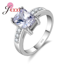 Anéis de casamento femininos de prata esterlina 925, anéis de cristal quadrado com zircônia cúbica, corte de princesa, qualidade superior 2024 - compre barato