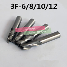 Fresa de topo cnc ferramentas, 4 unidades, hss diâmetro 6/8/10/12mm 3 flautas ferramentas de haste reta 2024 - compre barato