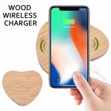 Qi Wireless Charger Phone Quick Charging Stand Dock Bamboo Pad for iPhone Samsung Qi Wireless Charger 2024 - buy cheap