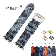 CARLYWET 38 40 42 44mm, venta al por mayor, mosaico impermeable de goma de silicona, reemplazo de correa de reloj de pulsera para Iwatch serie 4/3/2/1 2024 - compra barato