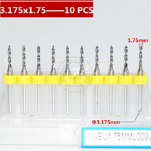 Broca CNC de 10 Uds.-3.175mm x 1,75mm, taladro de placa Micro PCB de carburo sólido, herramienta de acero de tungsteno de nanotecnología, eliminación de virutas suaves 2024 - compra barato