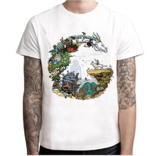 Мужская футболка с героями японского аниме «Тоторо», студийная футболка с героями мультфильмов «Миядзаки Хаяо», летняя футболка для мужчин и женщин 2024 - купить недорого