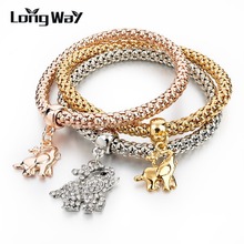 LongWay Crystal Elephant Pendant Bracelets For Women Vintage Rose Gold Color Bracelets & Bangles Silver Color Jewelry SBR150197 2024 - buy cheap
