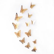 12pcs PVC 3D Hollow Butterfly Wall Stickers Gold /Silver Color Decorations Living Room Butterfly Home Decal Wall Stickers 2024 - buy cheap