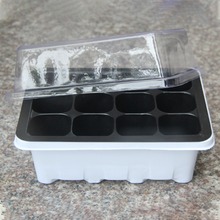 Kit de bandeja de plástico para plantas de vivero, caja de germinación de plantas con cúpula y Base, suministros de jardinería, 12 Macetas 2024 - compra barato