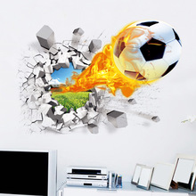 Flying Firing Football 3d Wall Stickers For Kids Rooms Poster Home Decor Wall Brick Pattern Art Mural Sport Soccer Wallpaper Buy Cheap In An Online Store With Delivery Price Comparison Specifications