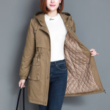 2019 Autumn Winter Women Trench Coat Long Sleeve Casual Windbreaker Female Down Cotton Coat Hooded Outerwear Large Size 4XL R598 2024 - buy cheap
