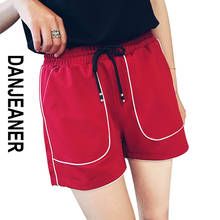 Danjeaner Brand Women Elastic Waist Drawstring Sport Shorts Fashion Solid Wide Leg Shorts with Big Pockets Summer Short Pants 2024 - buy cheap