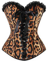 Wild Leopard Overbust Corset and hot Bustier Sexy Women Lace up Boned Lingerie Plus Size S-2XL 2024 - buy cheap