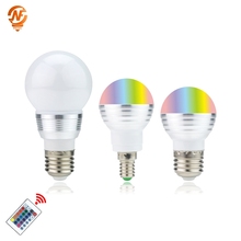 LED RGB Bulb Lamp E27 E14 3W 5W AC110V 220V LED RGB Spot light 85-265V Magic RGB Lighting+IR Remote Control 16 Colors 2024 - buy cheap