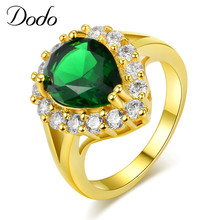 Exquisita piedra verde Vintage cristal elegante joyería anillos de boda para las mujeres brillantes Rhinestone bijoux cocktail Anel regalo DR201 2024 - compra barato