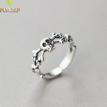 Flyleaf-Anillos abiertos de Plata de Ley 925 con calavera Steampunk para hombre y mujer, joyería para prevenir alergias 2024 - compra barato