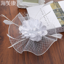 Haimeikang-Sombrero de plumas de lino para mujer, tocado real para boda, carreras, cóctel, Sinamay, fiesta 2024 - compra barato