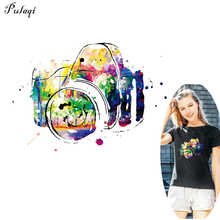 Pulaqi Cartoon Camera Patch Heat Transfer Stickers For T-shirt Dress Rainbow Patches A-level Washable DIY Clothing Accessories H 2024 - buy cheap