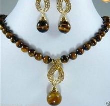Free shipping 656  10MM tiger's eye beads necklace earring se 2024 - buy cheap