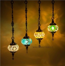 Luminária pendente étnica turquia artesanal, lâmpada romântica pingente árvore café restaurante bar bar mosaico 2024 - compre barato