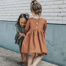 Летнее Детское Повседневное платье для девочек, детский однотонный хлопковый сарафан с коротким рукавом и принтом, мягкая одежда, От 0 до 5 лет 2024 - купить недорого