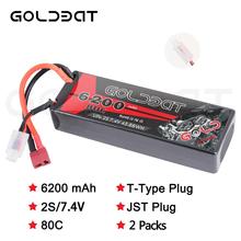 2Packs GOLDBAT Lipo 6200mAh RC Battery 2s Lipo 7.4V 80C Lipo Battery 7.4v With Deans Plug For RC Car Truck Helicopter FPV RACING 2024 - buy cheap