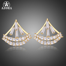 AZORA New Arrival Gold Color Sparkling Clear Cubic Zircon Fan-shaped Stud Earrings for Women Fashion Earrings Jewelry TE0318 2024 - buy cheap