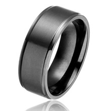 Wholesale Rings (10pcs/lot) 8MM Black  Men's Pure Titanium Rings Wedding Band Brushed Finish Comfort Fit  Size 9-13 TI033RW 2024 - buy cheap