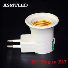 ASMTLED 1Pcs Free Shipping E27 EU plug adapter with power on-off control switch E27 Socket Lamp Base Lamp Socket 2024 - buy cheap