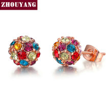 Top Quality Lucky Ball Crystal Rose Gold Color Fashion Earring Jewelry Made with Austrian Crystal ZYE380 ZYE381 ZYE382 2024 - buy cheap