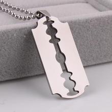 Razor Blade tags pendant necklaces bead chain for men 316L Stainless Steel necklace wholesale 2024 - buy cheap