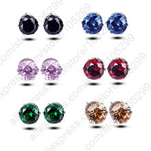 Hot More Colors 3-8MM Anti-allergic Earring 925 Sterling Silver Jewelry Cubic Zirconia Stone Crystal Stud Earring Women 2024 - buy cheap