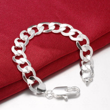 Curb Bracelet  White Gold Filled Solid Bracelet For Men 9" Long 2024 - buy cheap