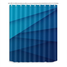 Cortina de ducha de tela impermeable para baño, juego de accesorios de ducha de poliéster, 12 ganchos, texturas geométricas azules graduadas a rayas, 72 pulgadas 2024 - compra barato