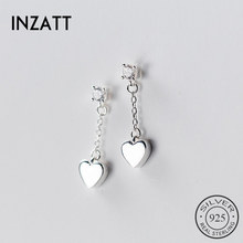 INZATT Charm Real 925 Sterling Silver Chain Tassel Cute Heart Dangle Drop Earrings Fine Jewelry Three Colors For Women Wedding 2024 - buy cheap