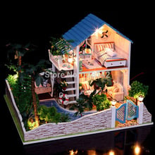 13832 Hongda grande hongda diy casa de muñecas de madera miniatura villa muñeca casa luces LED miniaturas para Decoración Juguetes niñas 2024 - compra barato