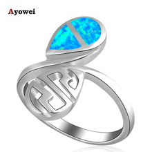 AYOWEI Beautiful style Wholesale Retail Blue Fire Opal 925 Silver Ring USA Size #6.5 #7 #7.5 Fashion Jewelry Party OR482A 2024 - buy cheap