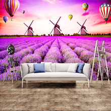 Decorative wallpaper series European style lavender large windmill 3D TV sofa background wall 2024 - buy cheap