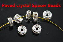 High Quality Silver Plated Rhinestone Rondelle Spacer Loose Beads Free Shipping 200pc per lot 2024 - buy cheap