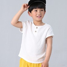 Camisetas de lino plisadas para niños y niñas, ropa de verano, 2021 2024 - compra barato