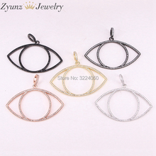 5PCS Cubic Zirconia Pave Hollow Out Eye Necklace Pendant, CZ Crystal Eye Jewelry 2024 - buy cheap